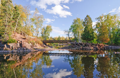 Bridge over the gooseberry river in minnesota