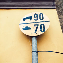 Close-up of information sign