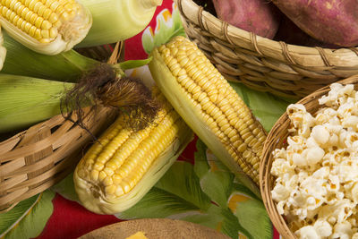 High angle view of vegetables in basket