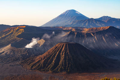 Panoramic view of volcanic mountain range