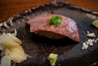 Close-up of meat on plate