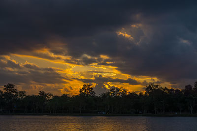 Scenic view of dramatic sky during sunset