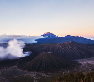 Scenic view of volcanic landscape against sky