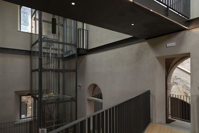 Low angle view of illuminated staircase in building