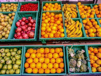 High angle view of fruits for sale in market