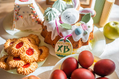 Close-up of christmas decorations on table