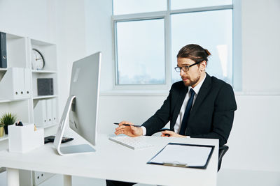 Man working on table