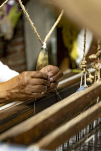 Man working in a loom