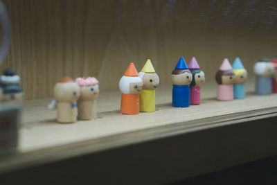 Close-up of toys on table