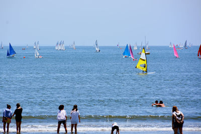 People on boat in sea
