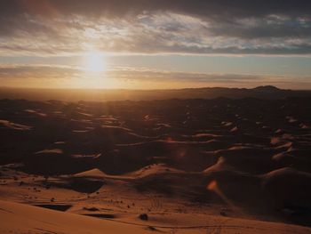 Scenic view of landscape against sky at sunset