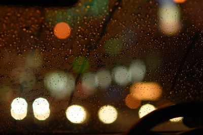 Close-up of rain drops on glass window