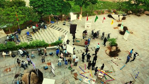 High angle view of crowd on tree