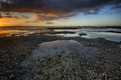 Scenic view of sea against cloudy sky