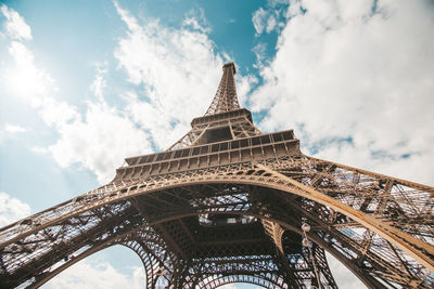 Eiffel tour low angle view against blue sky