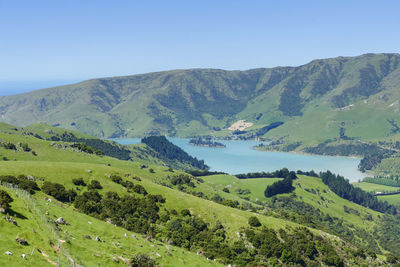 Idyllic landscape around akaroa