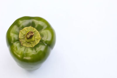 High angle view of green fruit against white background