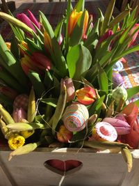 Close-up of flowers in basket