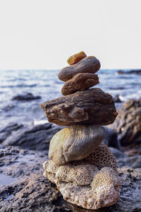 Stack of stones on shore