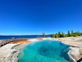 Panoramic view of beach against blue sky