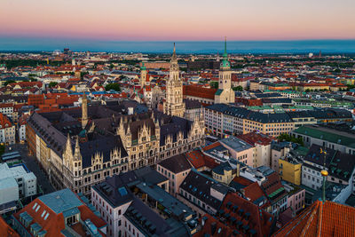 Aerial view on the new town hall in munich, germany