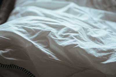 High angle view of crumpled bed sheet