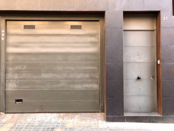 Closed door of building