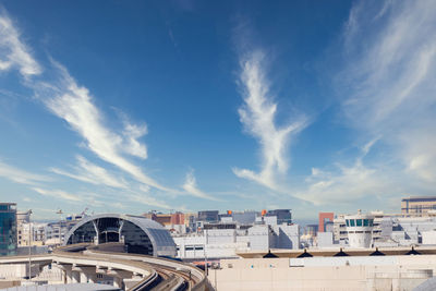 Panoramic view of buildings in city against sky