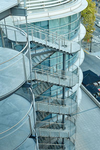 High angle view of staircase in modern building