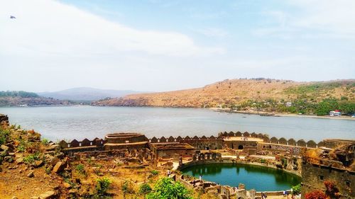 Scenic view of lake against sky