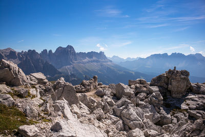 Scenic view of rocky mountains against sky