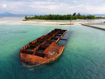 High angle view of sea against sky