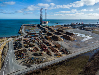 Aerial photo of grenaa harbour, denmark