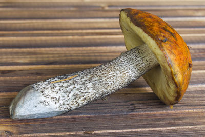 Close-up of bananas on wood