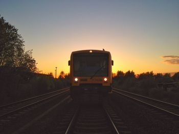 Railroad track at sunset