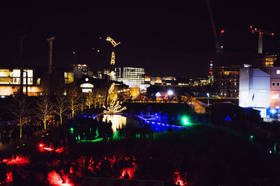 Illuminated city at night