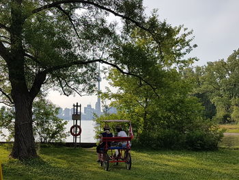 People in park against sky