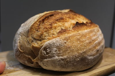 Close-up of bread on cutting board