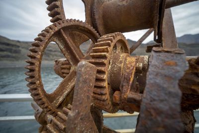 Close-up of rusty machine part