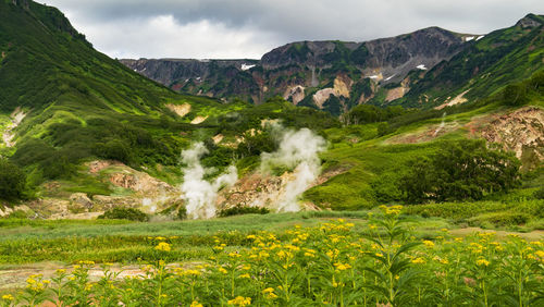 Scenic view of waterfall