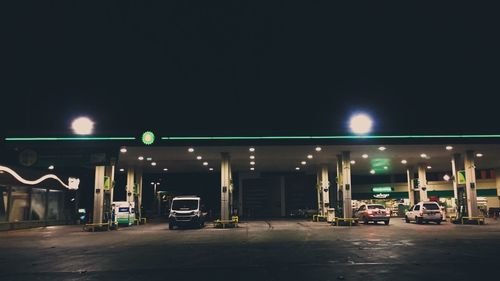 Illuminated street lights at night