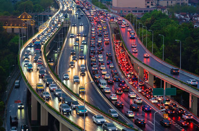 High angle view of traffic on road