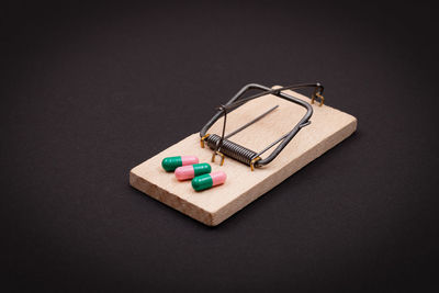 High angle view of eyeglasses on table