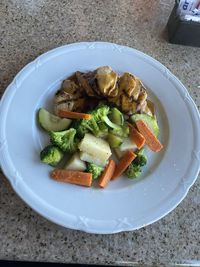 High angle view of meal served in plate