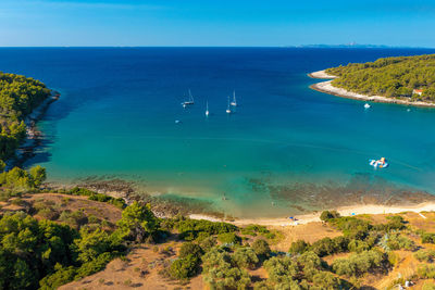 High angle view of sea against sky