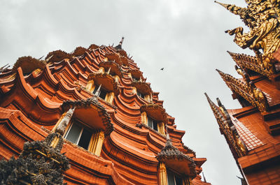 Low angle view of temple building against sky