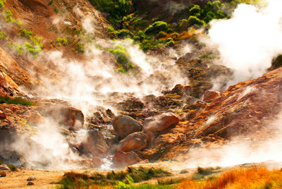 The valley of geysers in kronotsky nature reserve.