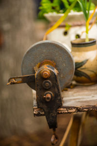 Close-up of rusty machine part