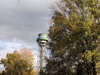 Low angle view of water tower against sky