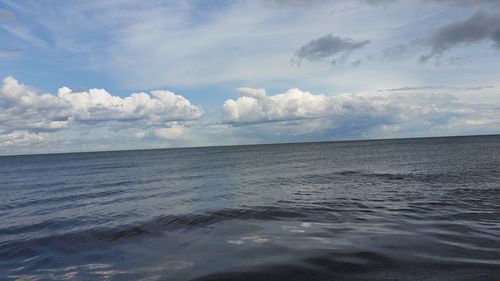 Scenic view of sea against cloudy sky